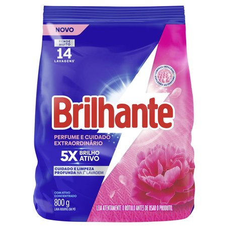 Sabão em Pó Brilhante 800g - Perfume e Cuidado - Sachê