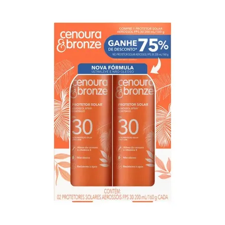 Kit protetor solar fps 30 200ml cenoura bronze c/2