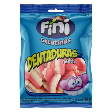 BALAS DE GELATINA MORANGO E FRAMBOESA DENTADURAS FINI