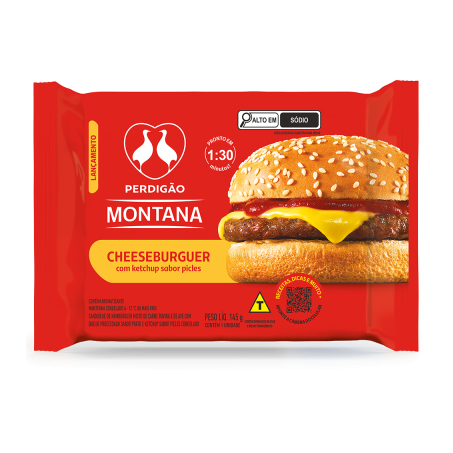 Sanduíche Congelado Cheeseburguer com Ketchup Sabor Picles Perdigão Montana 145g
