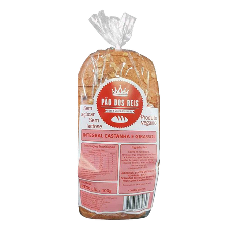 PAO CASTANHA GIRASSOL 400G - PAO DOS REIS