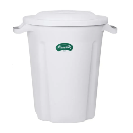 LIXEIRA PLÁSTICA 35L C/ TAMPA BASCULANTE BRANCA PLASVALE