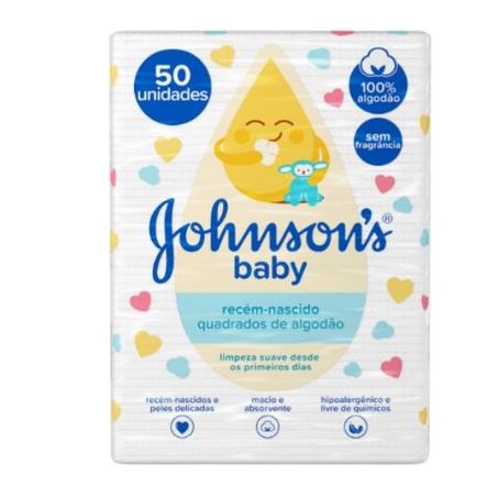 Algodão Quadrado sem Perfume Johnsons Baby Pacote 50 Unidades