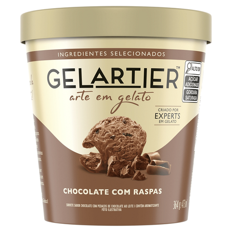SORVETE GELARTIER CHOCOLATE C/RASPAS 473ML