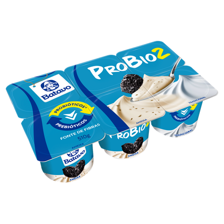 IOGURTE BATAVO PROBIO2 AMEIXA E TRADICIONAL BANDEJA 510G