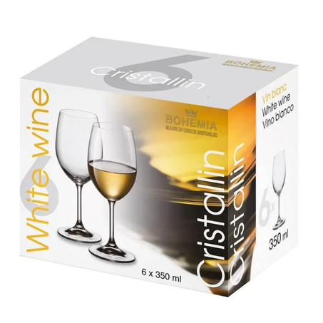 TAÇA DE CRISTAL BOHEMIA CRISTALLIN VINHO 350 6 PEÇA