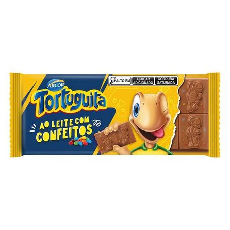 CHOCOLATE BARRA ARCOR TORTUGUITA AO LEITE CONFEITOS 80G