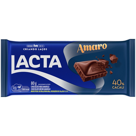 Chocolate barra lacta 80g amaro