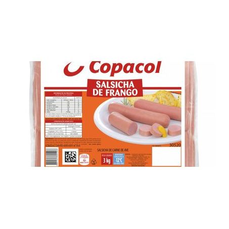 Salsicha Frango Copacol 3kg Sem Corante