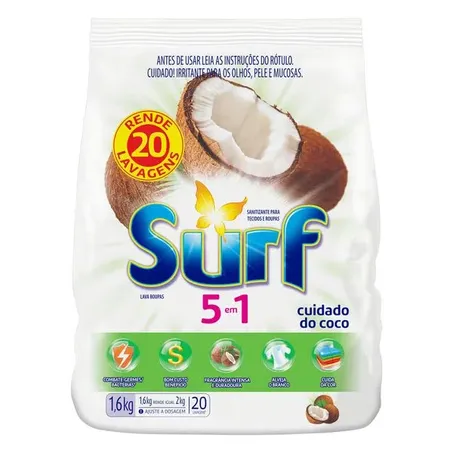 Lava Roupas Surf 1,6kg Pct Coco