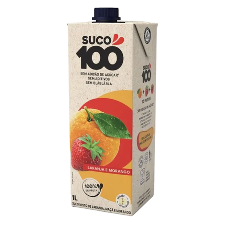 Suco 100 Misto Laranja e Morango 1L