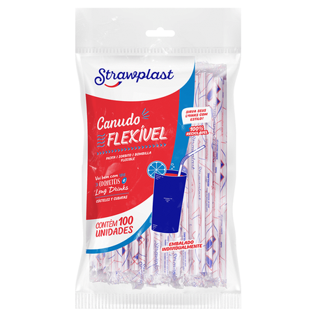 CANUDO FLEXIVEL STRAWPLAST C/100UN SACHE