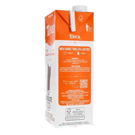 Bebida Láctea UHT Tirol Chocolate Zero Lactose Caixa com Tampa 1lt 360-7