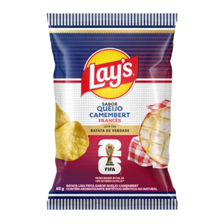 SALGADINHO BATATA LAY'S QUEIJO CAMEMBERT FRANCÊS PACOTE 62G