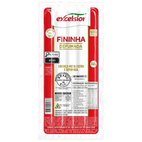 LINGUIÇA EXCELSIOR FININHA DEFUMADA 215G