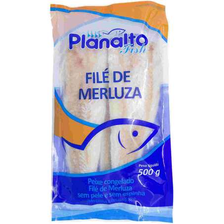 Filé de merluza congelado planalto fish sem pele e sem espinha pacote 500g