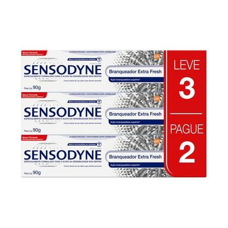 Pack Creme Dental Sensodyne Extra Fresh Caixa com 3un - 270gr