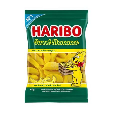 Bala de Gelatina Sweet Bananas Haribo Pacote 60G