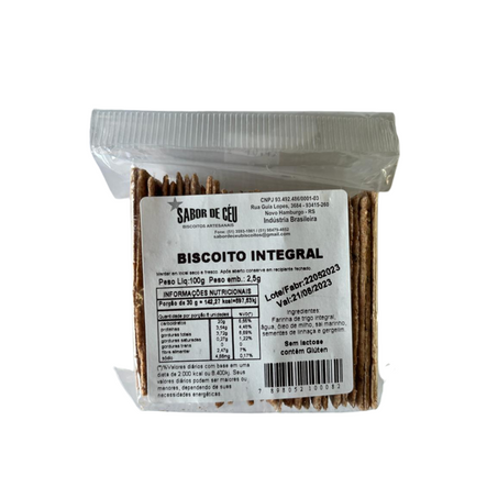 Biscoito sabor do ceu integral 100g