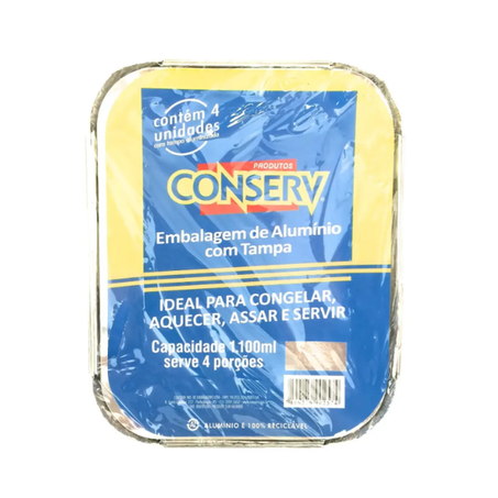 EMBALAGEM ALUMÍNIO CONSERV C/4 C/TAMPA 1,1L