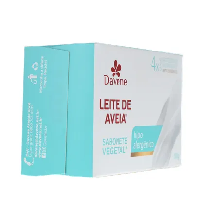 Sabonete Barra Vegetal Davene sem Perfume Leite de Aveia Clássico Caixa 90gr 360-12