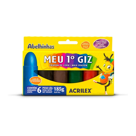 Giz cera acrilex meu 1 giz 185g com 6un