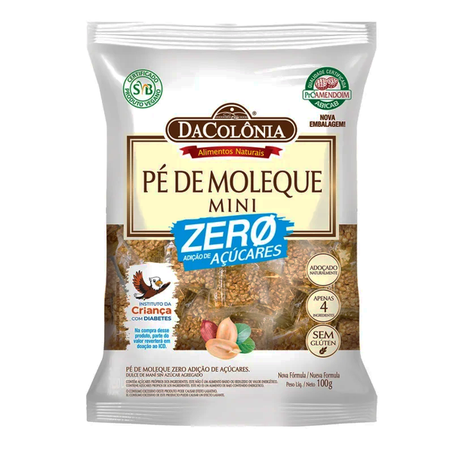 MINI PÉ DE MOLEQUE ZERO AÇÚCARES 100G DACOLONIA