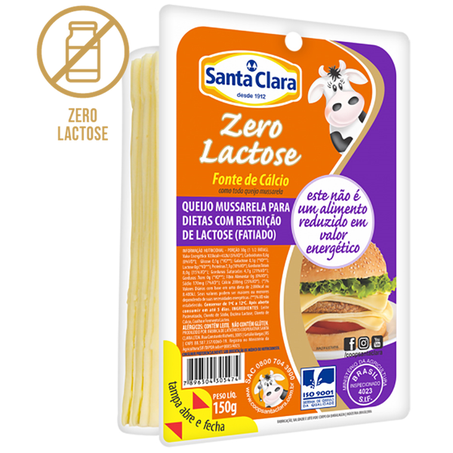 QUEIJO MUSSARELA ZERO LACTOSE SANTA CLARA 150G