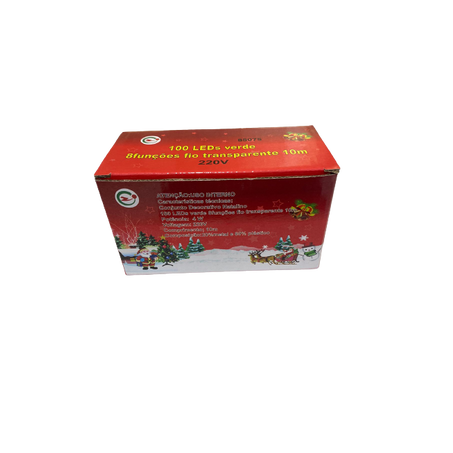 ENFEITE NATAL PISCA 100LED VERDE FIO TRANS 9100   
