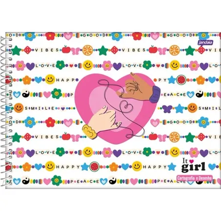 Caderno espiral cartografia capa dura it girl 96f