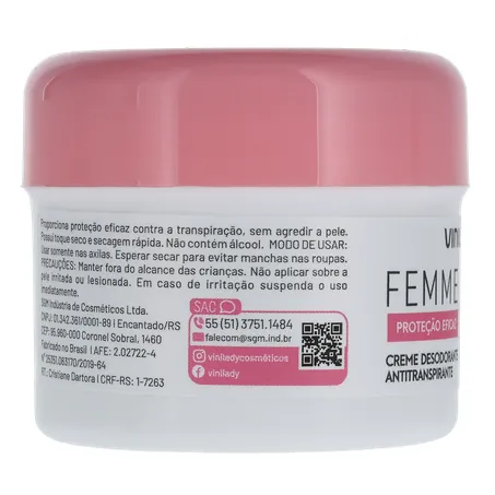 Desodorante vini lady powder feminino creme 45g 360-28