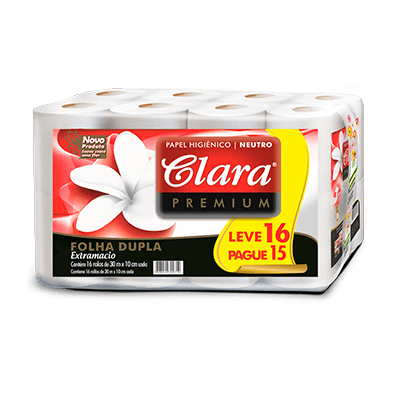 Papel higiênico folha dupla premium clara 30m l16p15