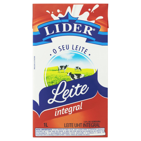 Leite Lider UHT 1 Litro - Integral - TP