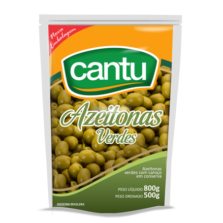 Azeitona com caroço cantu sachê 500g