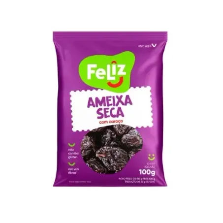 Ameixa seca feliz 100g com caroço sache