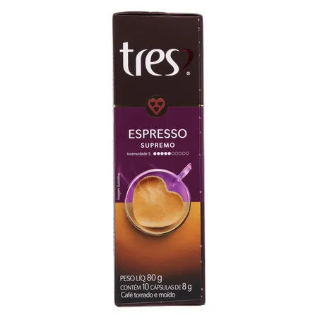 CAFÉ CÁPSULAS TRES ESPRESSO SUPREMO C/10 UN 360-0