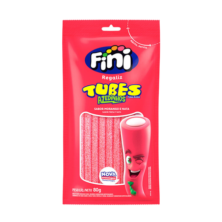 Bala fini tubes morango azedo 80g
