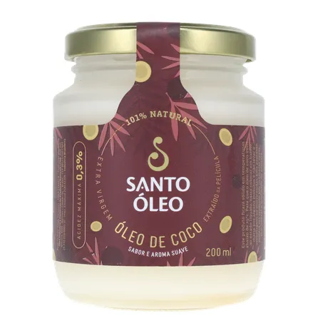 Óleo de Coco Santo Óleo Extra Virgem  Pote de Vidro 200ml