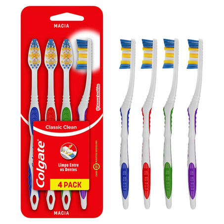 Escova Dental Colgate Classic Clean - Com 4 Unidades - Preço Especial