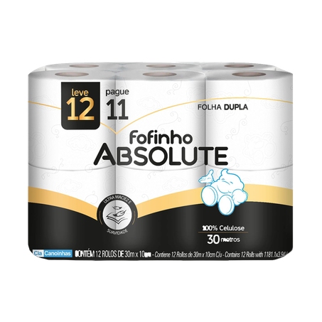 Papel Higiênico Fofinho Absolute Folha Dupla Pacote Leve 12 Pague 11 
 