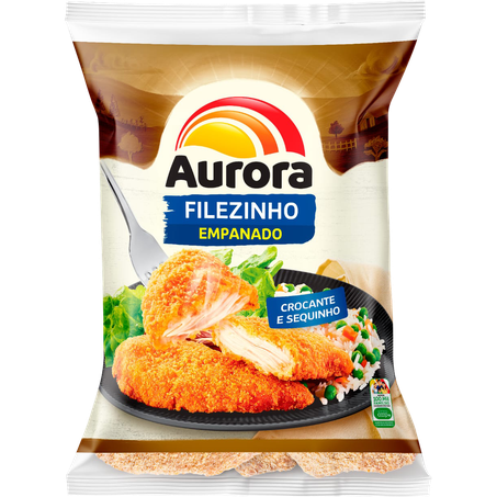 Filezinho de frango empanado aurora pacote 600g