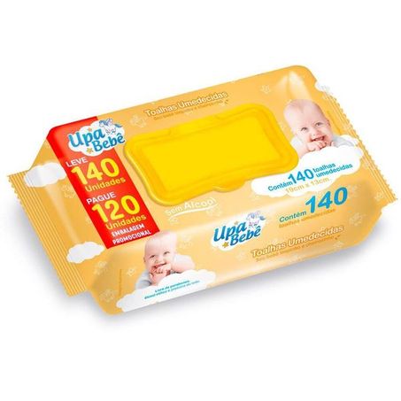 TOALHA UMEDECIDA UPA BEBE 140UN COM TAMPA LV140-PG120