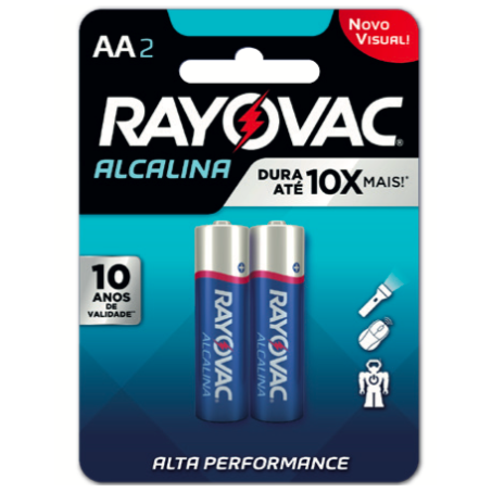Pilha rayovac alcalina aa c/2un