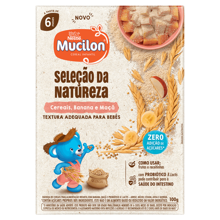 Alimento Infantil Nestlé Mucilon Cereais, Banana e Maçã Caixa 100g 
 