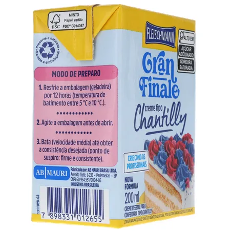 Creme Chantilly Fleischmann Gran Finale 200ml 360-30