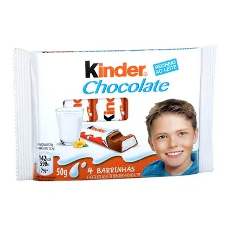 Chocolate Barra Kinder Chocolate Recheio Leite Caixa Com 4un 50g 
 