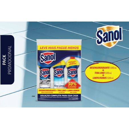 Kit desengordurante tira limo/limpa vidro sanol 1.5l