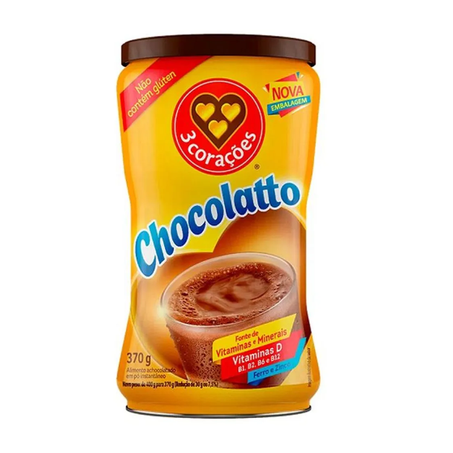 Achocolatado em Pó 3corações Chocolatto Lata 370gr
