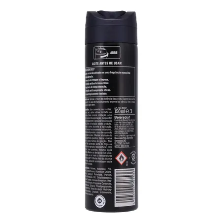 DESOD.NIVEA AERO 150ML DEEP CARVAO ATIVO MASC 360-19