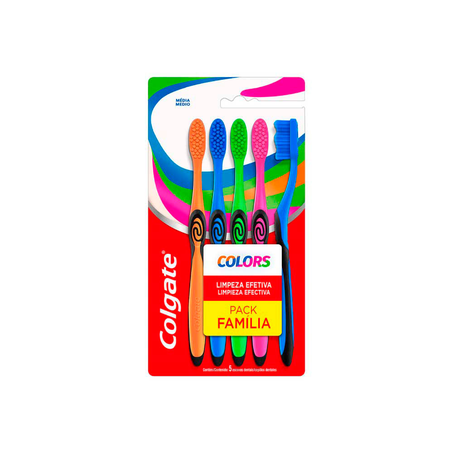 Kit Escova Dental Colgate Colors com 5 Unidades